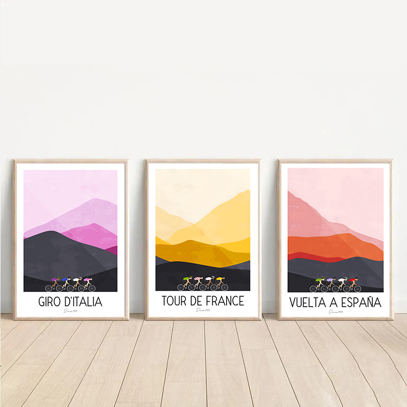 Mountain Biking Pictures - 水彩サイクリングレースサイクリストツールドフランスマウンテンバイクポスタープリントキャンバス絵画壁アート写真ルーム家の装飾