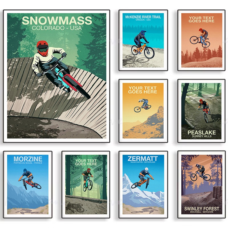 Mountain Biking Pictures - マウンテンバイクのトレイルポスター,家の装飾,キャンバスの絵画,壁の芸術の写真,雪だるま,モルジン,ウィンリーの森,マッケンジー川,公園の都市