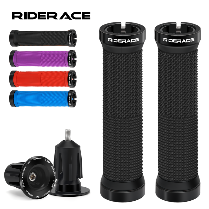 Mtb Grip Lock On - 1ペア自転車グリップ、エンドキャップ付き固定ギアロックオンリング、マウンテンバイクハンドルバーグリップ、滑り止め衝撃吸収MTBカフス