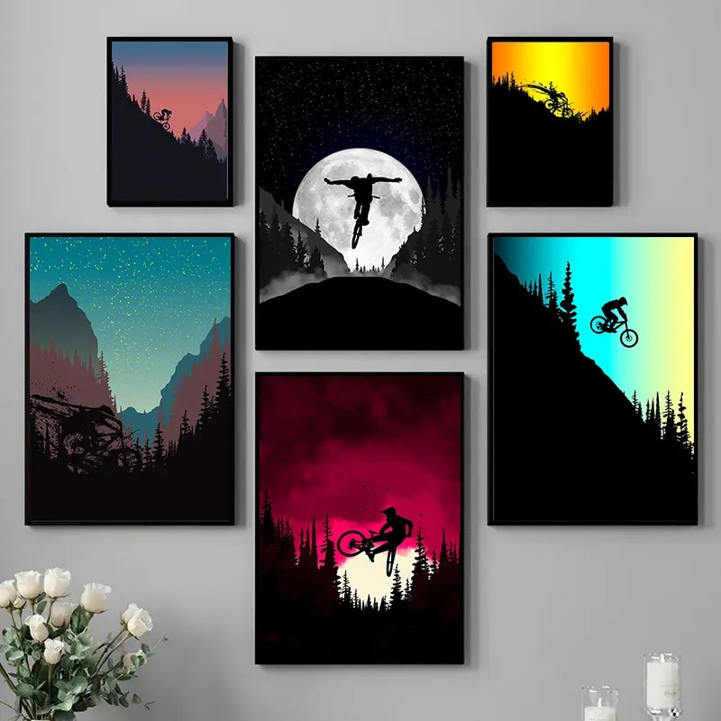ヴィンテージマウンテンバイクポスタープリントキャンバス絵画ス - Mountain Biking Pictures のレビューと価格