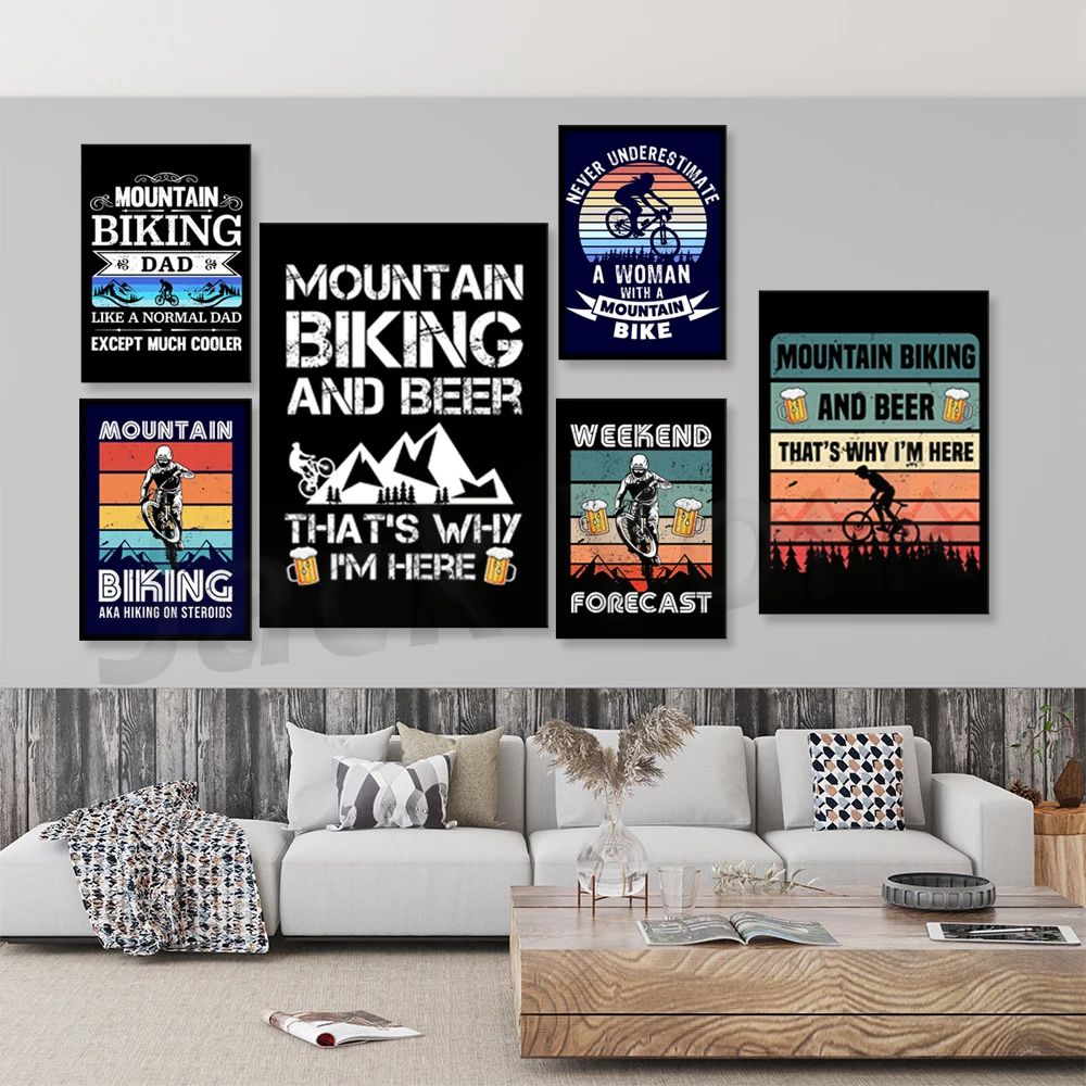 ゴーマウンテンバイクプリントキャンバス絵画レトロ旅行ポスター - Mountain Biking Pictures のレビューと価格