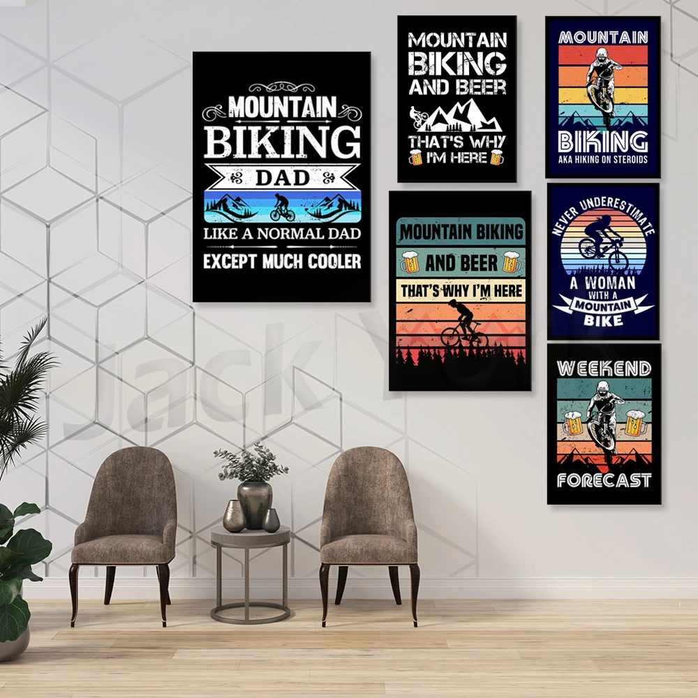 ゴーマウンテンバイクプリントキャンバス絵画レトロ旅行ポスター - Mountain Biking Pictures のレビューと価格