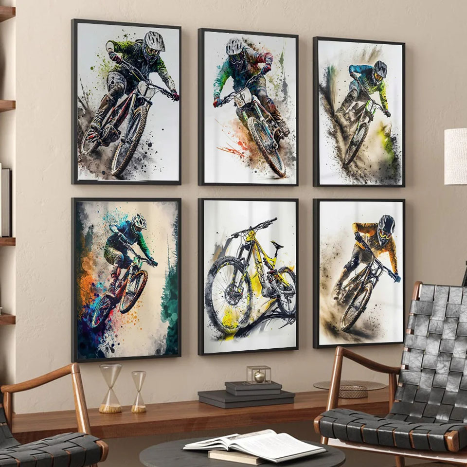 家の装飾,マウンテンバイク,スポーツの壁アート,DIY,正方 - Mountain Biking Pictures のレビューと価格