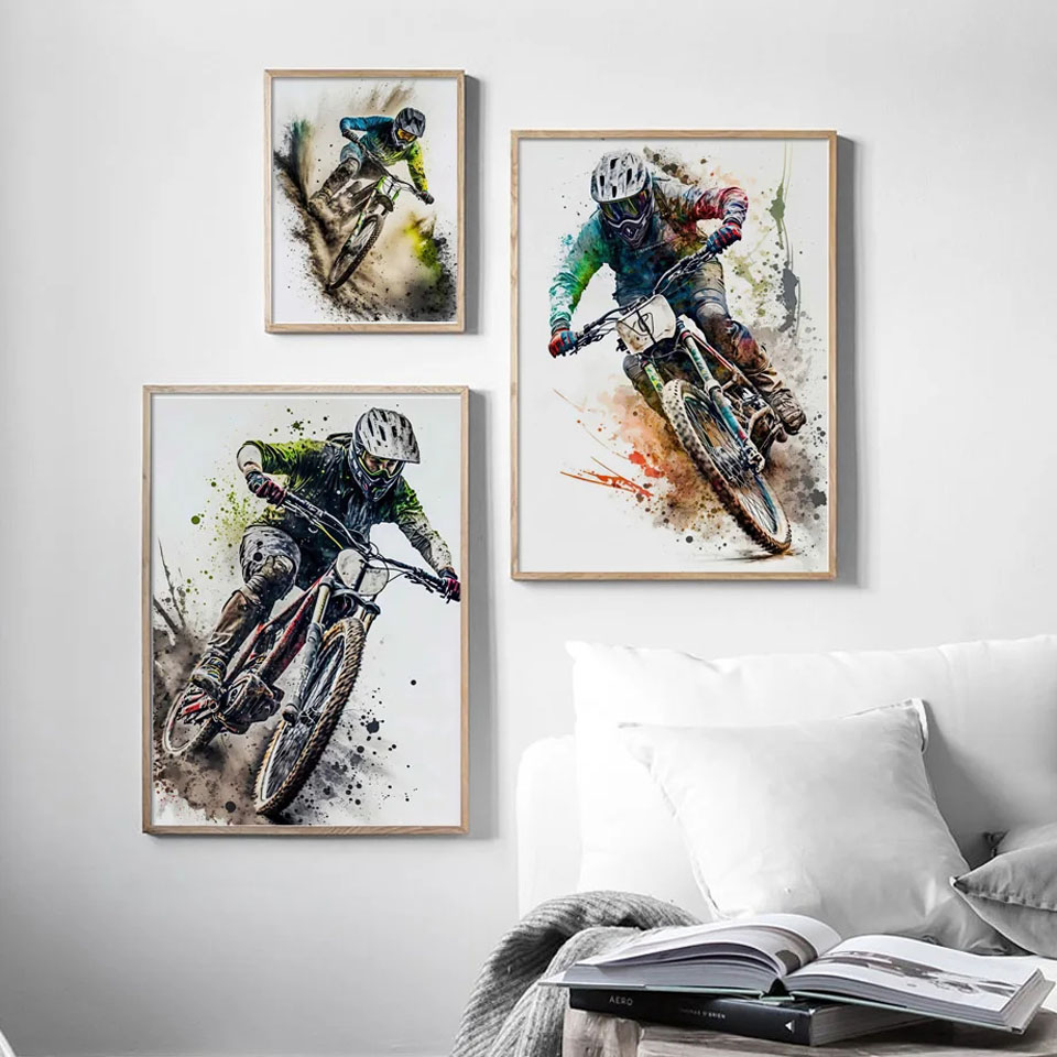 家の装飾,マウンテンバイク,スポーツの壁アート,DIY,正方 - Mountain Biking Pictures のレビューと価格